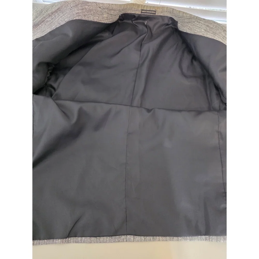 Versini Blazer Jacket Mens 46 Gray Herringbone‎ Sport Coat Business Wear Silk